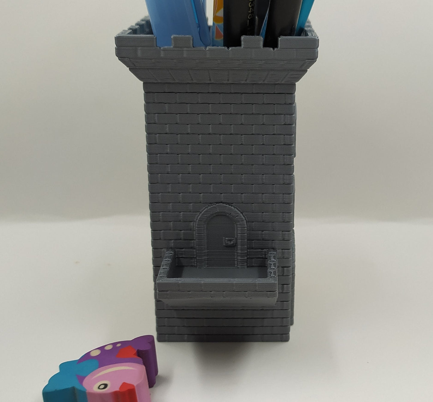 Stone Brick Tower Pencil Holder | Desktop Organizer