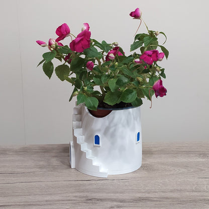 The Tower Steps Round Planter - 3D Printed Greek Decor