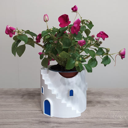 The Tower Steps Round Planter - 3D Printed Greek Decor