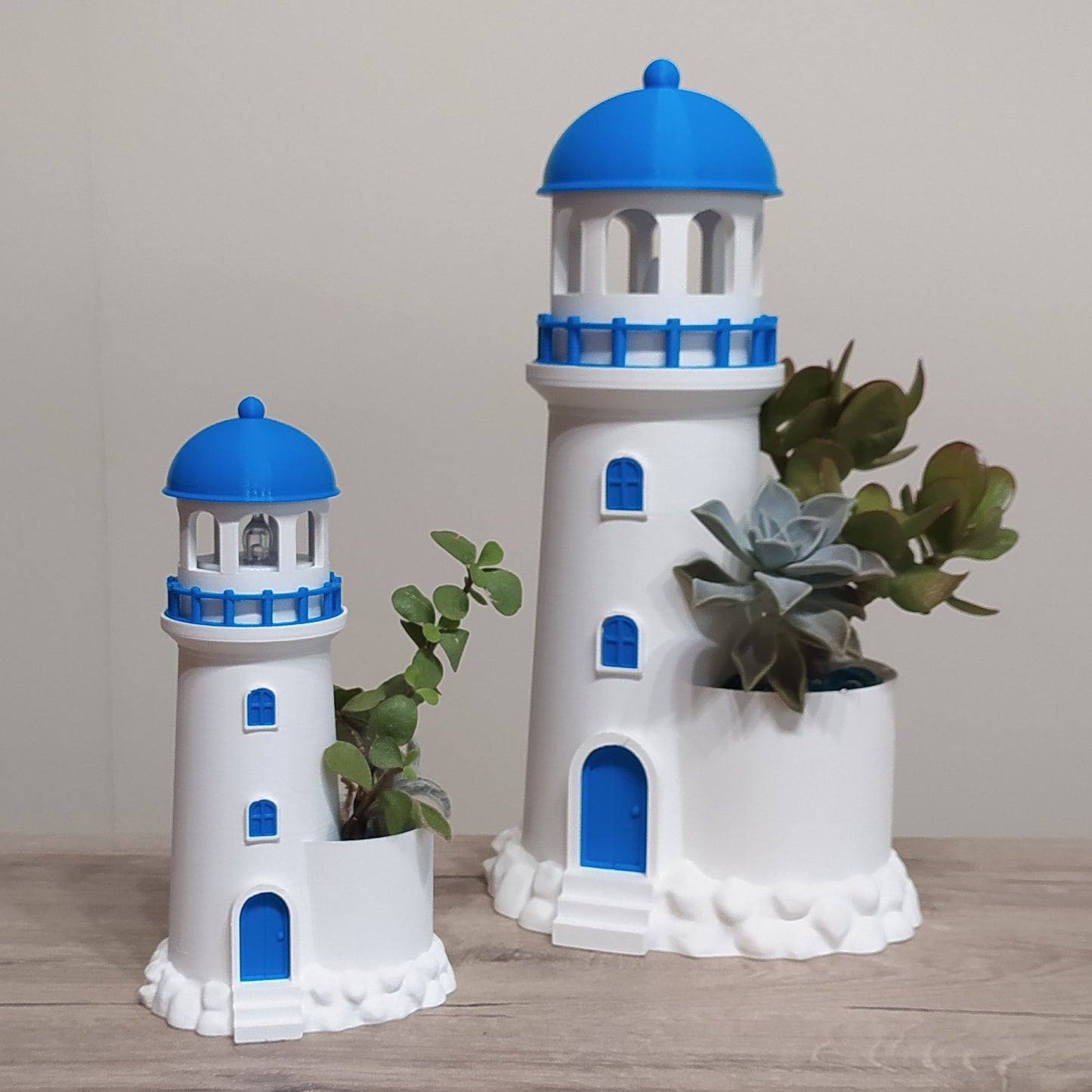 The Aegean Beacon - Lighthouse Planter & Tealight Holder - 3D Printed Greek Decor