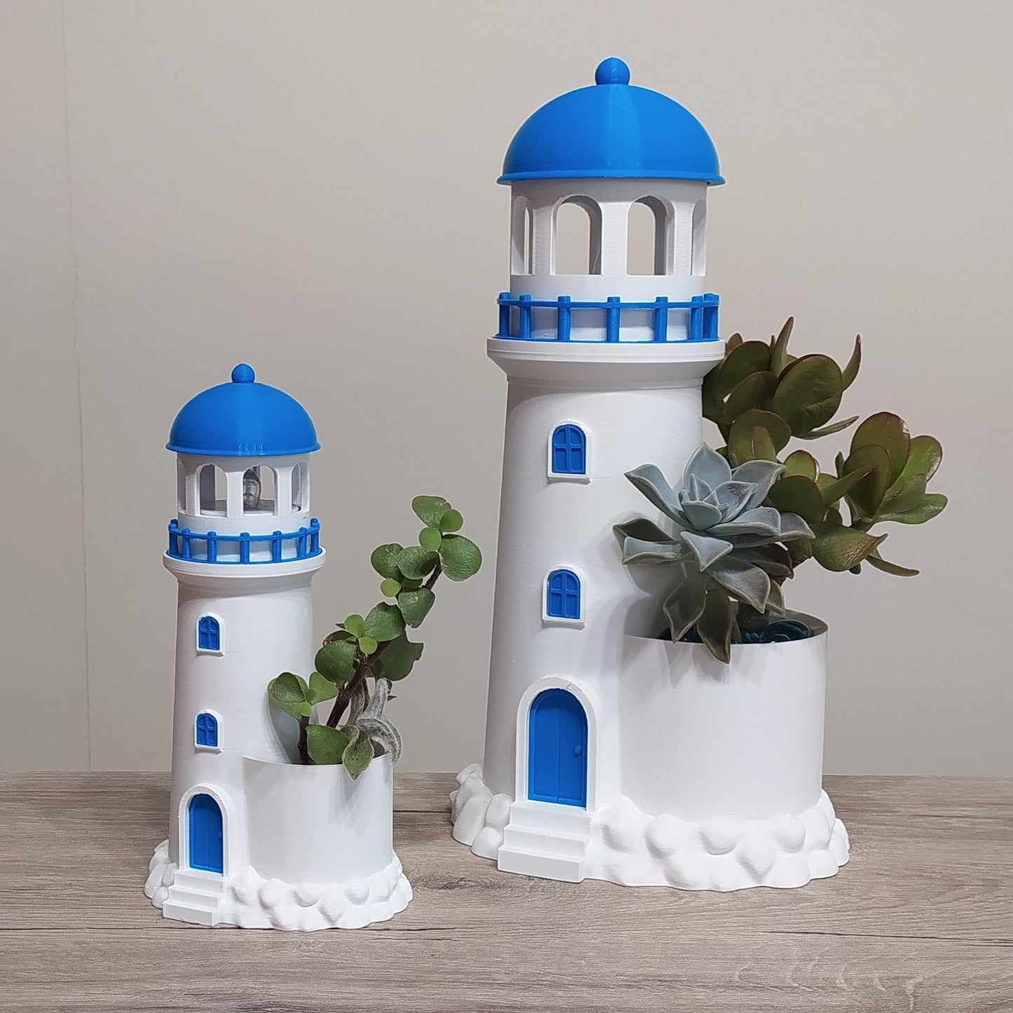 The Aegean Beacon - Lighthouse Planter & Tealight Holder - 3D Printed Greek Decor