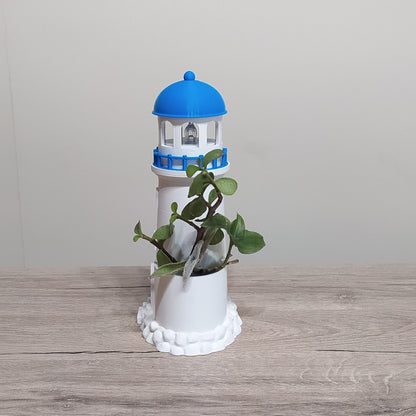 The Aegean Beacon - Lighthouse Planter & Tealight Holder - 3D Printed Greek Decor