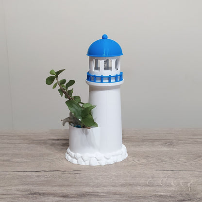 The Aegean Beacon - Lighthouse Planter & Tealight Holder - 3D Printed Greek Decor
