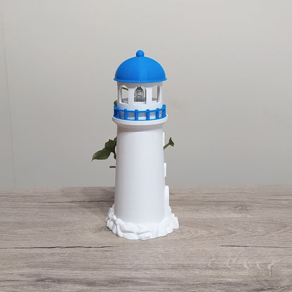 The Aegean Beacon - Lighthouse Planter & Tealight Holder - 3D Printed Greek Decor