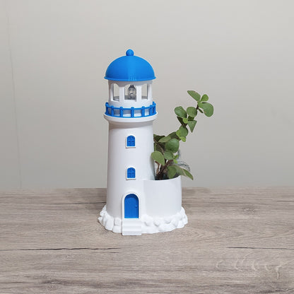 The Aegean Beacon - Lighthouse Planter & Tealight Holder - 3D Printed Greek Decor