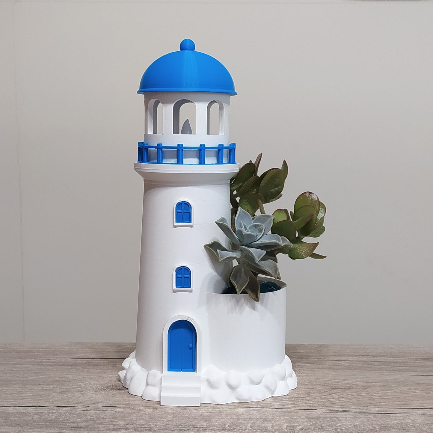 The Aegean Beacon - Lighthouse Planter & Tealight Holder - 3D Printed Greek Decor
