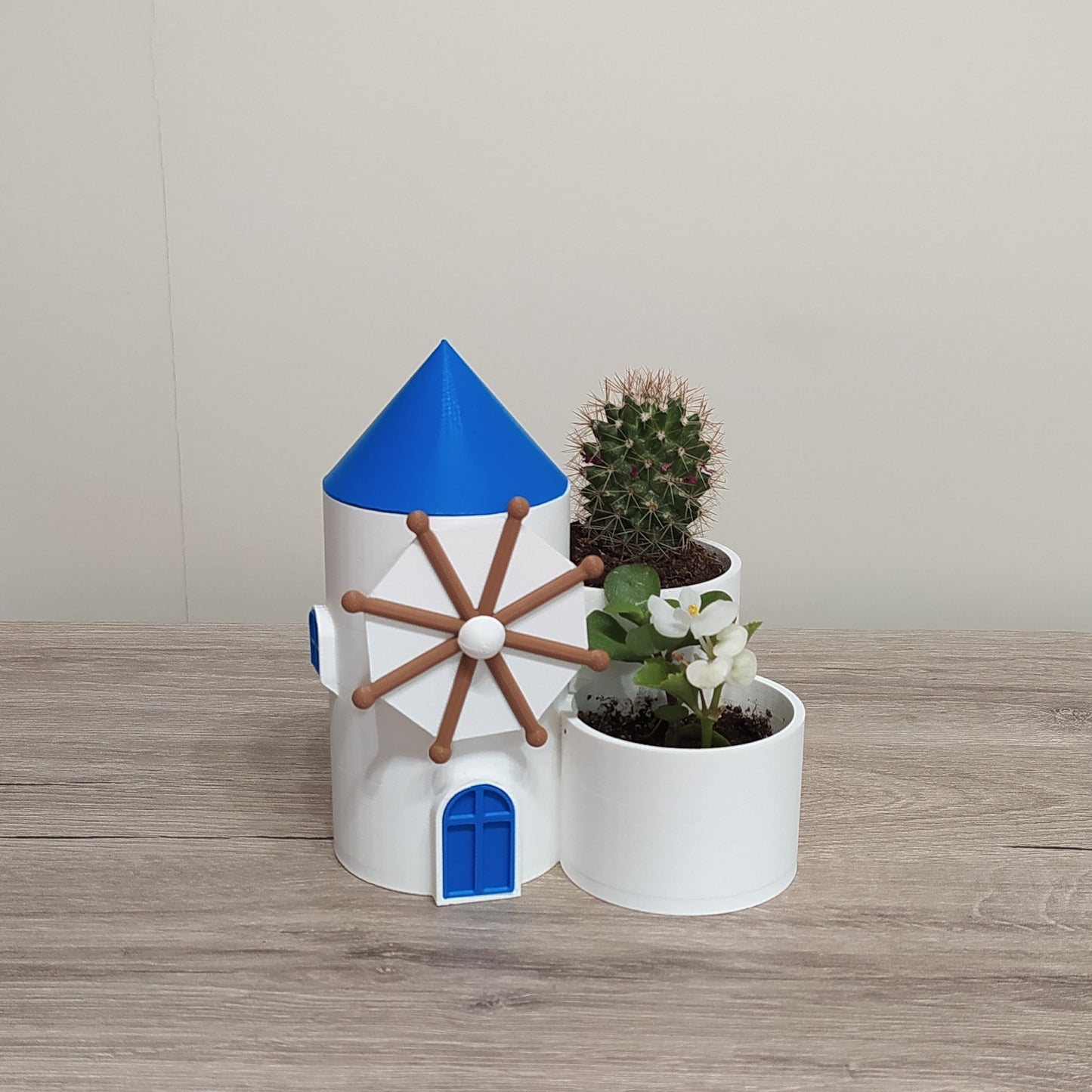 The Mykonos Windmill - Cluster Planter - 3D Printed Greek Decor