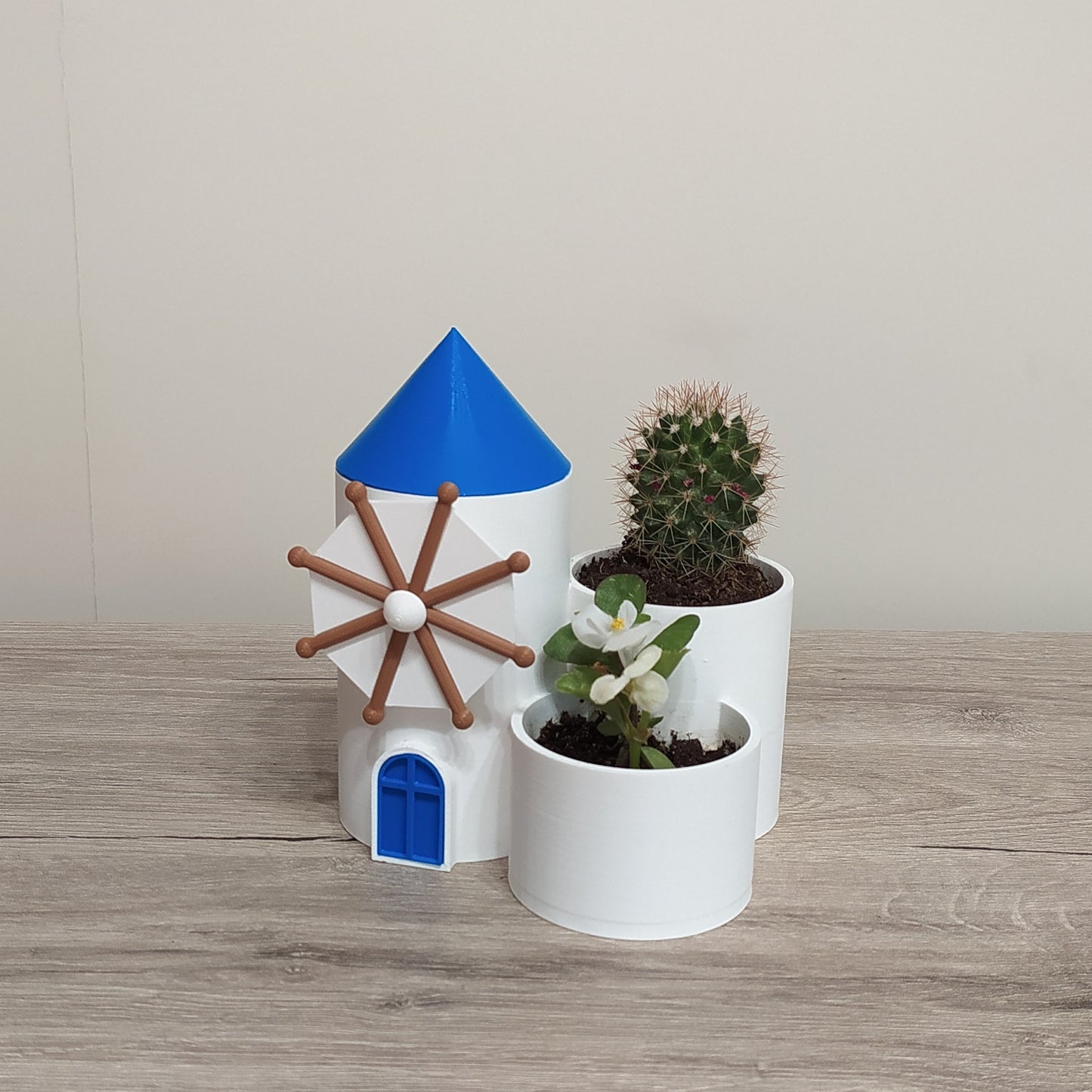 The Mykonos Windmill - Cluster Planter - 3D Printed Greek Decor