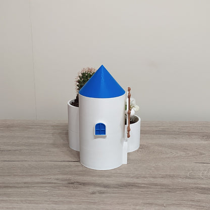 The Mykonos Windmill - Cluster Planter - 3D Printed Greek Decor