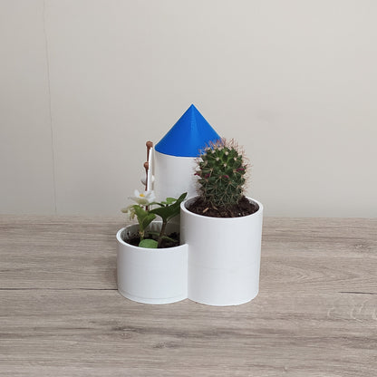The Mykonos Windmill - Cluster Planter - 3D Printed Greek Decor