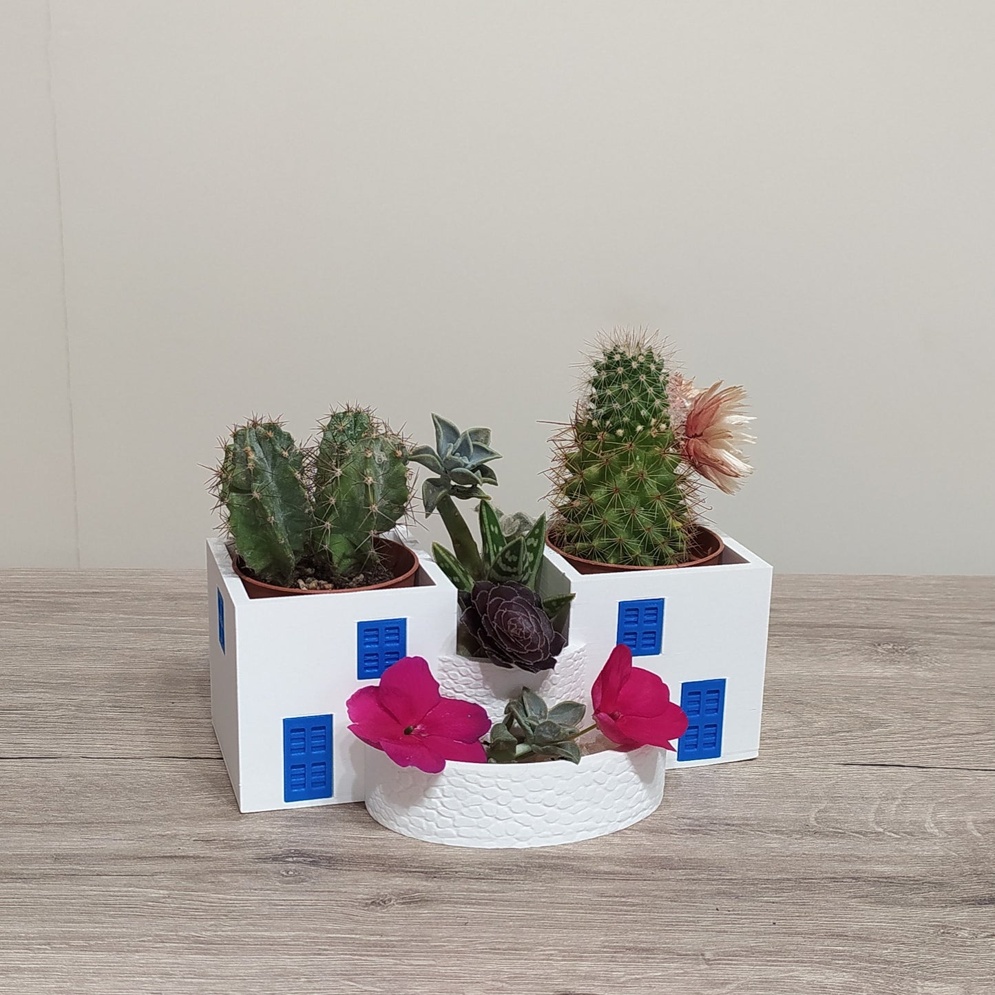The Village Plaza - Triple Planter - 3D Printed Greek Decor