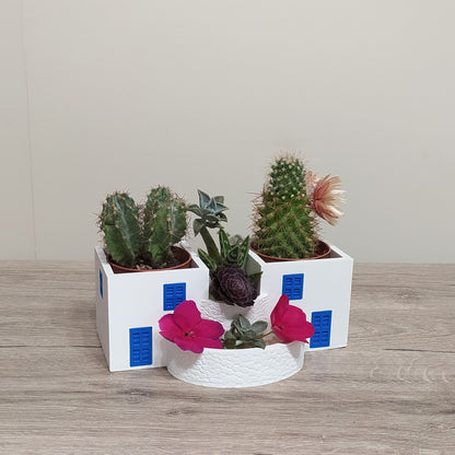 The Village Plaza - Triple Planter - 3D Printed Greek Decor