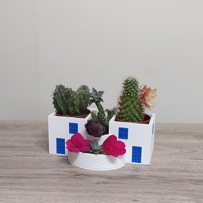 The Village Plaza - Triple Planter - 3D Printed Greek Decor
