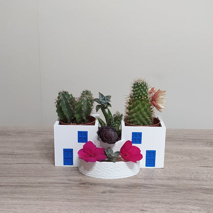 The Village Plaza - Triple Planter - 3D Printed Greek Decor