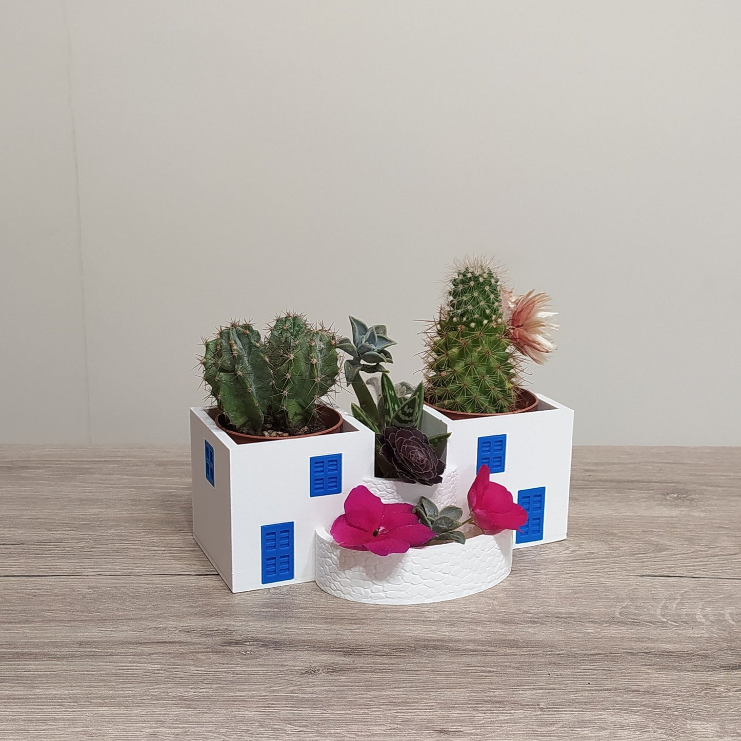 The Village Plaza - Triple Planter - 3D Printed Greek Decor