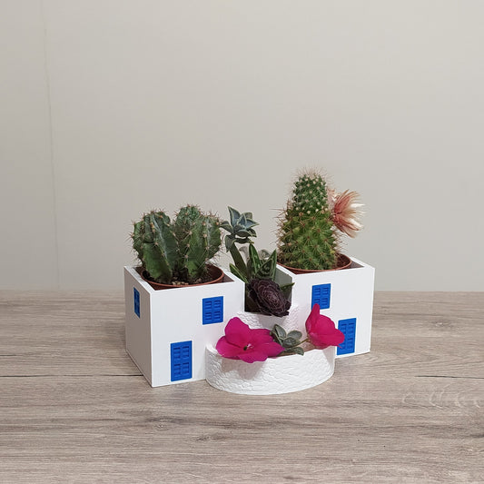 The Village Plaza - Triple Planter - 3D Printed Greek Decor