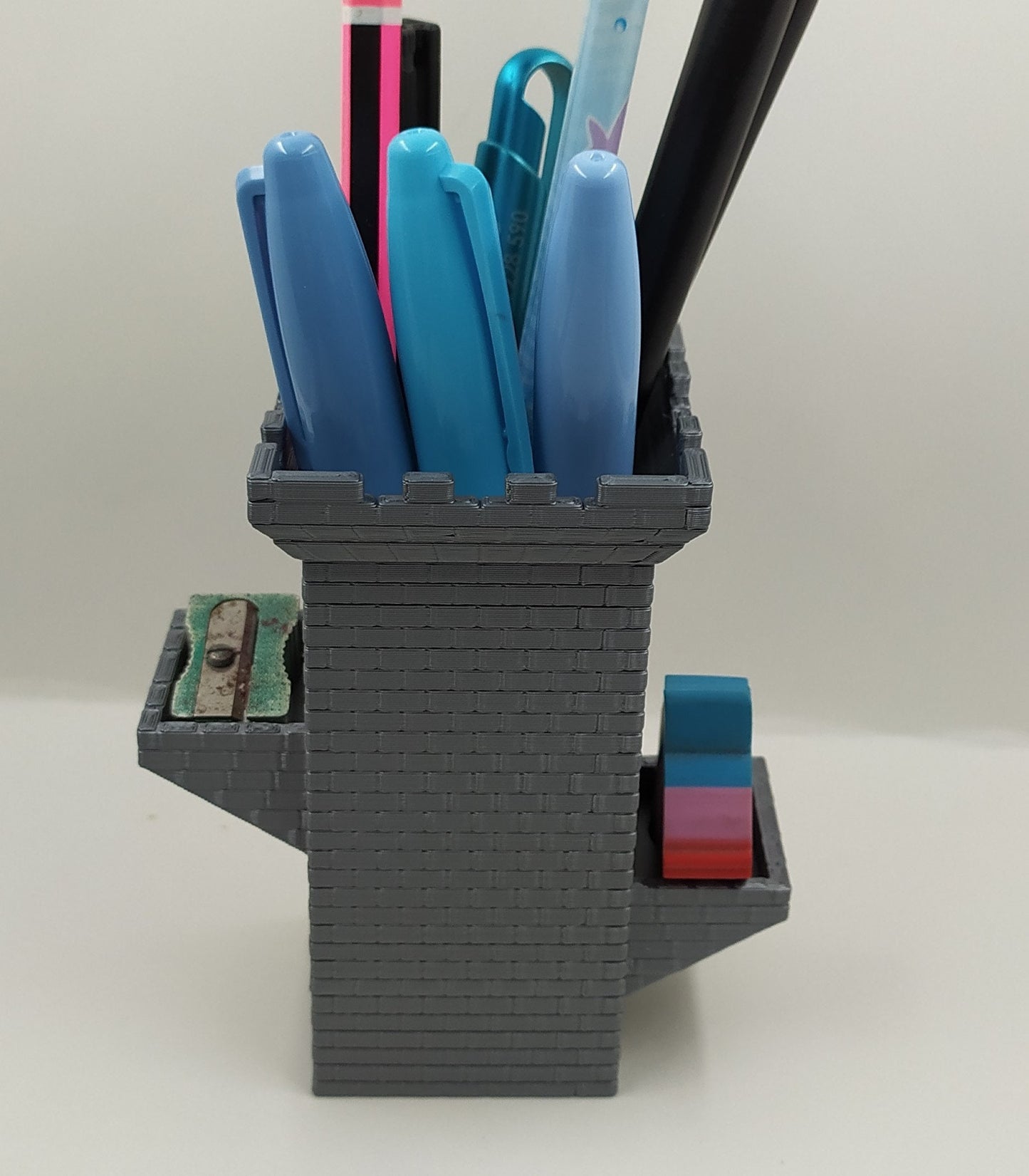 Stone Brick Tower Pencil Holder | Desktop Organizer
