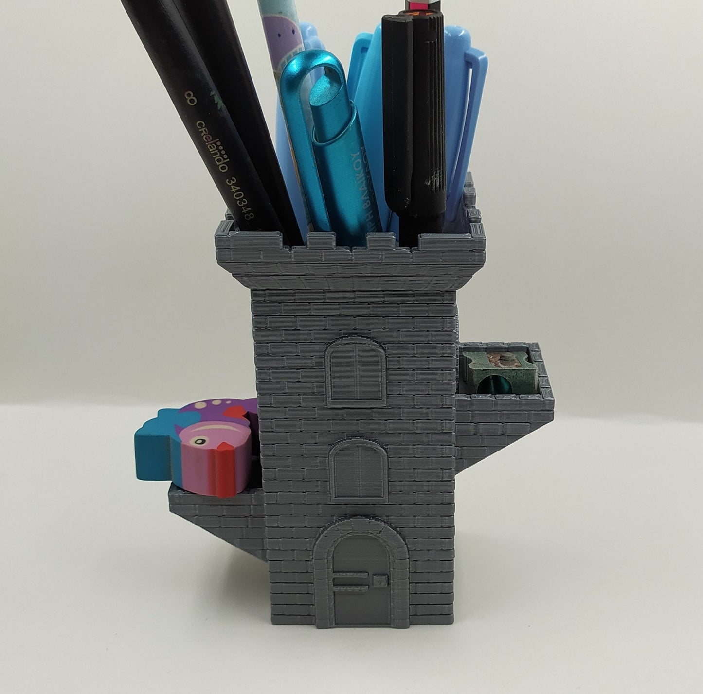 Stone Brick Tower Pencil Holder | Desktop Organizer
