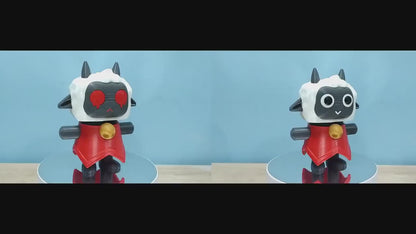 Cult of the Lamb Figurine 2-Sided Cute Demonic Face 3D Printed Statue Desk